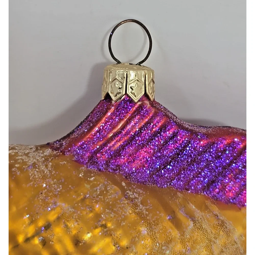 1997‎ Christopher Radko Goldie Fish Gold Purple Glass Christmas Ornament U33AQ